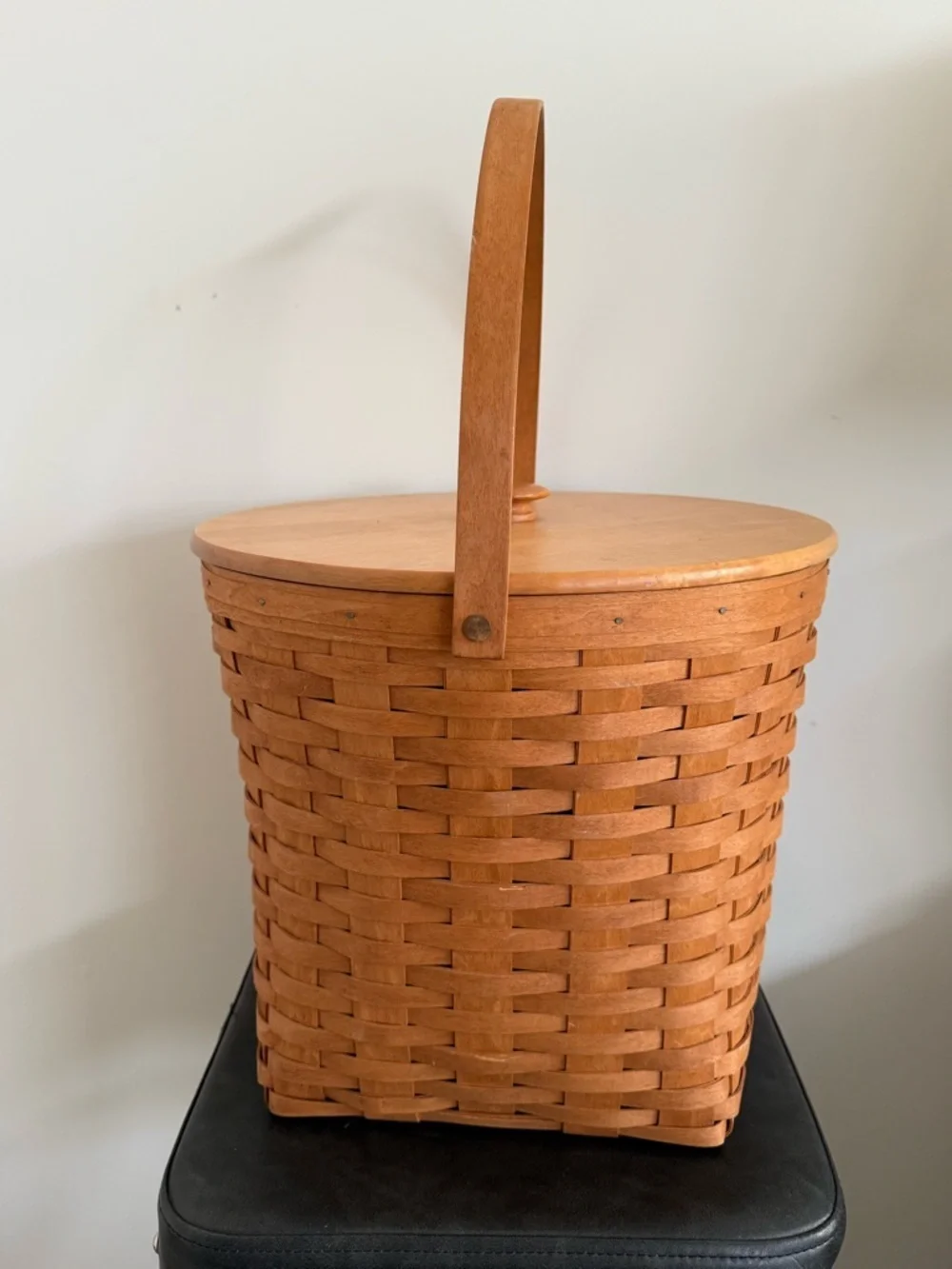 Longaberger Retired 13” Measuring Basket Wood-Lid & Protector